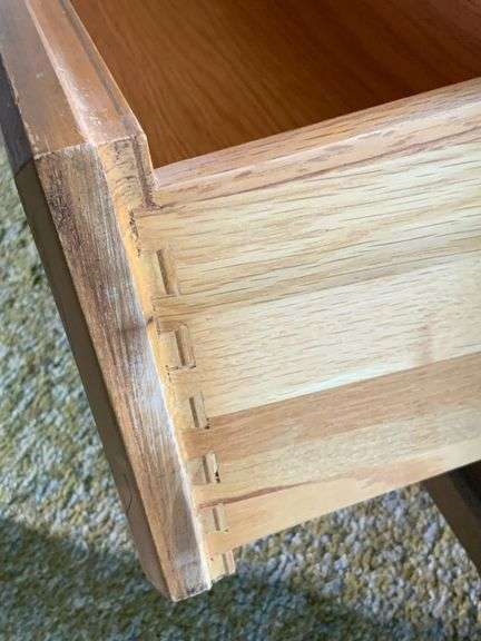 Drexel 2 Drawer Side Table from Late 60s, Dove Tailed Drawers, Measures 34.5” W x 18.5”D x 24”T, Lot
