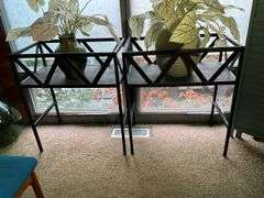 Pair of Wooden Open Stands, Lightweight, Measures 27.5” W x 15.5” D x 31,5” T, Plants Are Not Includ