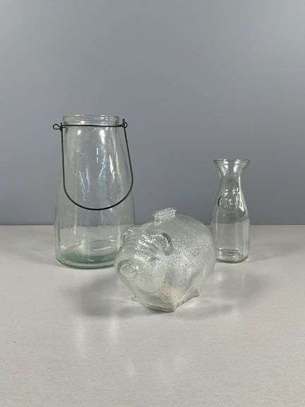 Set of 3 Vintage Style Clear Glass Items