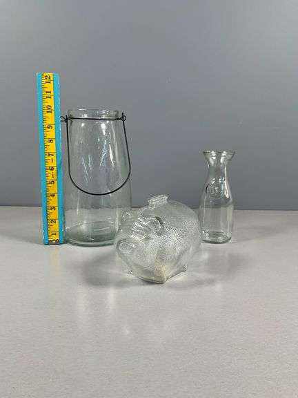 Set of 3 Vintage Style Clear Glass Items