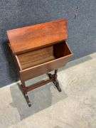 Vintage Wooden Sewing Stand with Hinged Lid