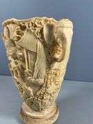 Athens Statues Carved Vase/Urn with Elephant Head Handles, 11.5 Tall, Makers Mark on Bottom