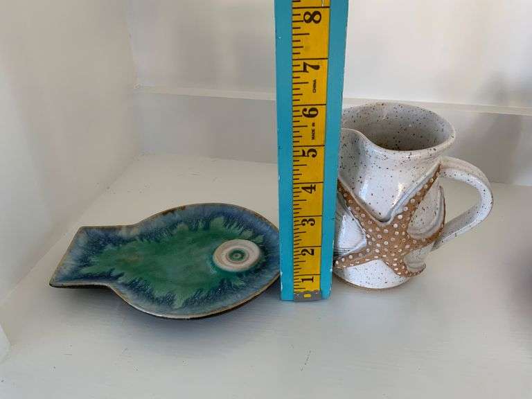 Decorative ceramic pitcher and plate