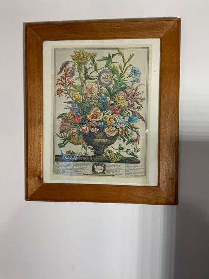 Framed Engraving Depicting Floral Arrangement, Dated ‘September’