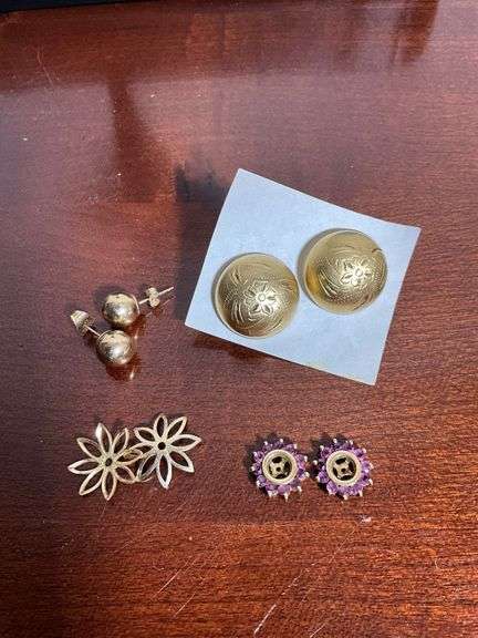 14K Gold Assorted Jewelry Lot: Earrings and Jackets, Total Weight 7.29 Grams