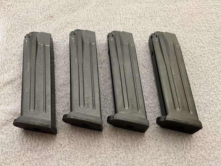 Four 9mm Pistol Magazines with 9x19c Markings