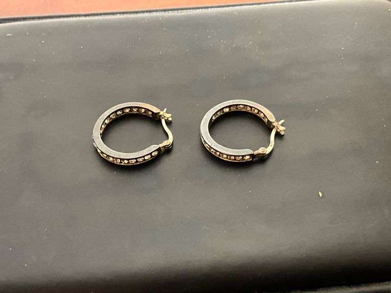 Sterling Silver 925 Hoop Earrings with Crystal Accents, 5.38 g