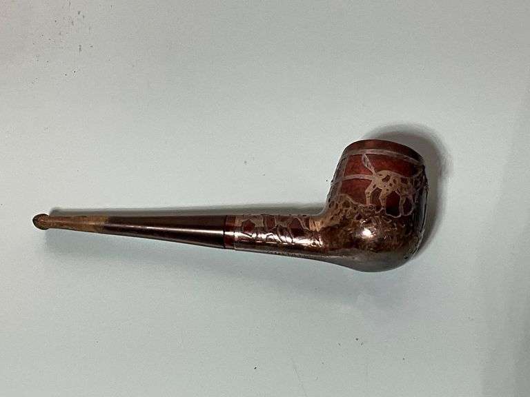 Vintage Sterling Silver-Accented Tobacco Pipe Approximately 6 Inches Long
