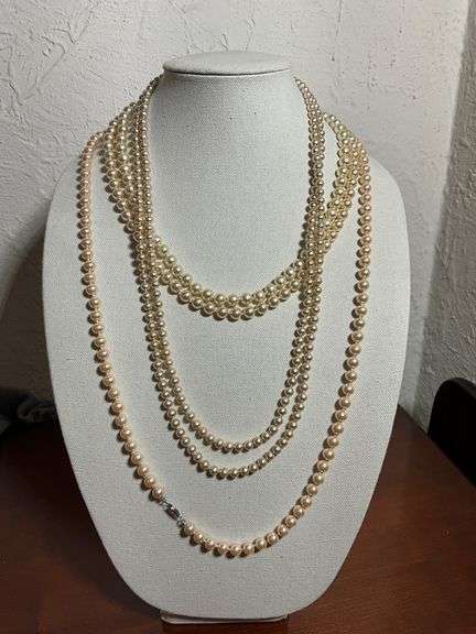 Four Layered Faux Pearl Necklaces