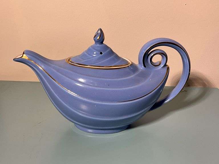 Hall Aladdin Teapot in Blue With Gold Accents