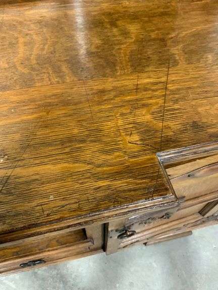 Two-Piece Wooden Sideboard with Beveled Mirror and Cabinets, 72 x 24 x 84 Inches