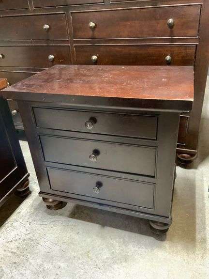 Three-Drawer Wooden Side Table by Restoration Hardware