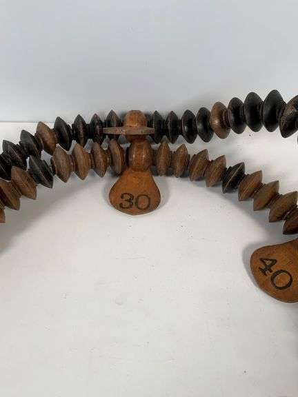 Antique Wooden Hanging Billiards Pool Table Score Keeper with Turnbuckle