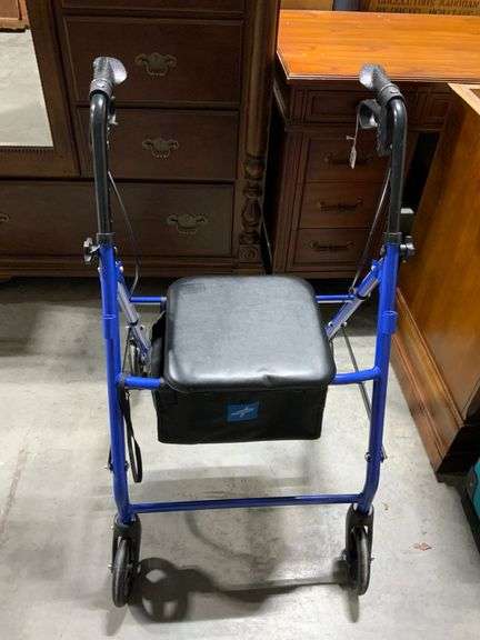 Medline Folding Walker with Seat and Storage Pouch