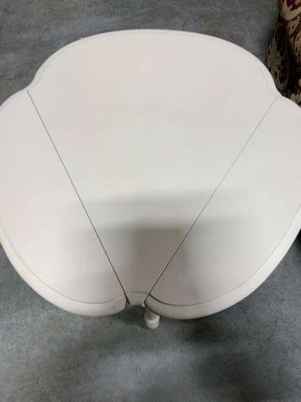 White Folding Drop-Leaf Table with Turned Legs