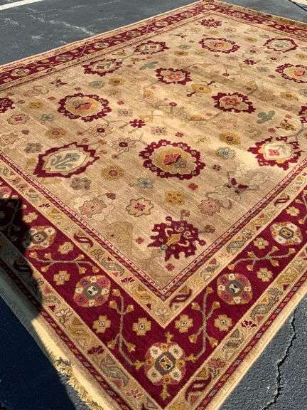 Hand-Knotted Wool Area Rug with Floral Motifs, 103” x 144”