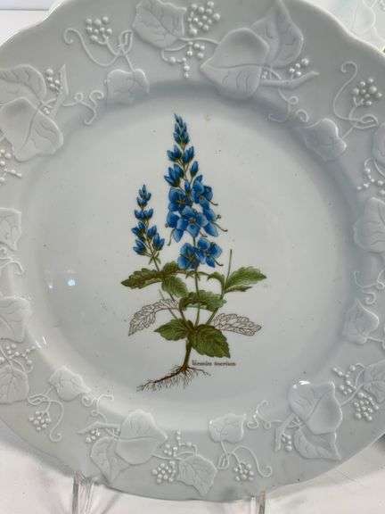Set of Four Dansk International Designs 9.5” Botanical Porcelain Plates
