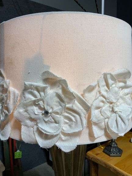 66” Tall Fluted Brass Floor Lamp with Decorative Fabric Shade