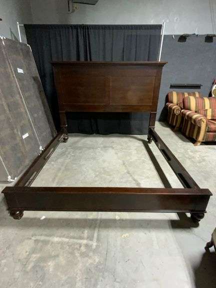 Restoration Hardware Wooden King-Sized Bed Frame with Headboard, Footboard, and Rails