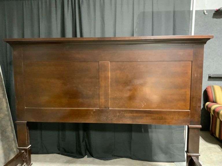 Restoration Hardware Wooden King-Sized Bed Frame with Headboard, Footboard, and Rails