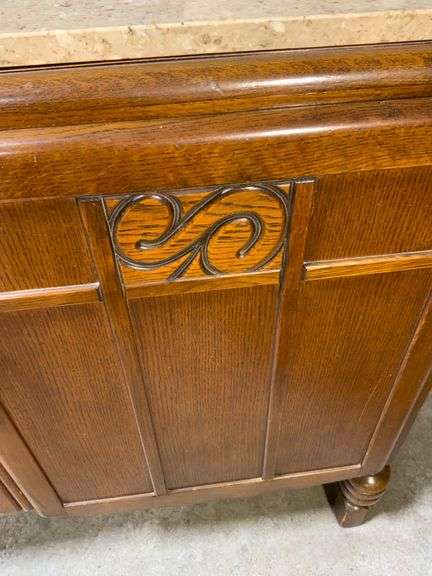 Wooden Sideboard with Marble Top and C.W.S. Ltd. Makers Label