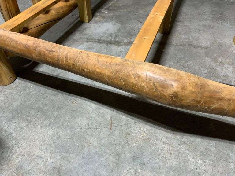 Rustic King-Size Solid Log Bed Frame With 80-Inch Wide Headboard
