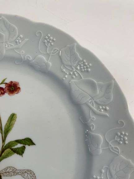 Set of Four Dansk International Designs 9.5” Botanical Porcelain Plates