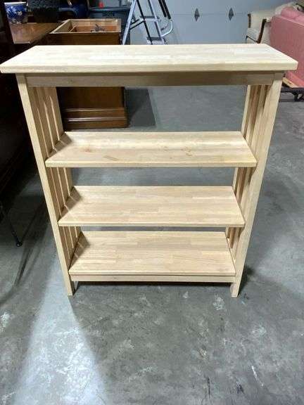 Four-Shelf Natural Wood Shelf, 30 x 12 x 36 Inches