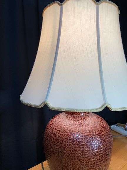Table Lamp with Textured Base and Fabric Shade, 28” Tall