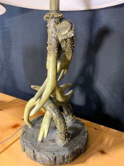 Pair of 29-Inch Faux Antler Table Lamps with Shades