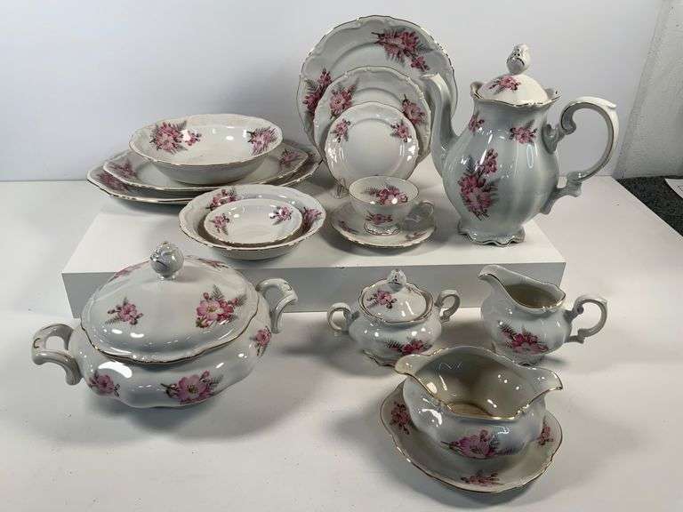 Bavaria Germany ‘Santa Rosa’ Porcelain Dinnerware, Partial Set for 11