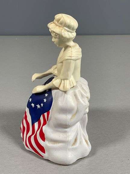 Vintage Avon Betsy Ross Decanter Figurine with 13-Star Flag Design