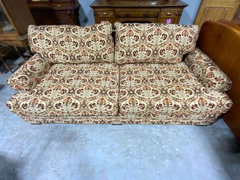 94″ Long Deep Sitting Couch with Floral Upholstery