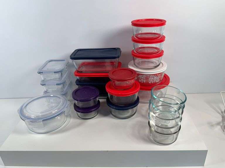 Assorted Glass Food Storage Containers with Lids Featuring Brookstone ...