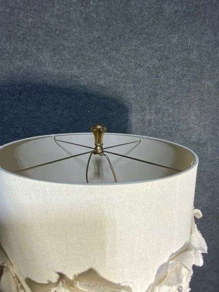 66” Tall Fluted Brass Floor Lamp with Decorative Fabric Shade