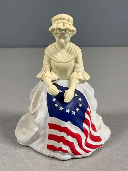 Vintage Avon Betsy Ross Decanter Figurine with 13-Star Flag Design