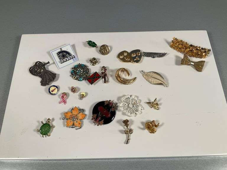 Collection of Assorted Costume Jewelry Pins, Brooches and Hair Clips