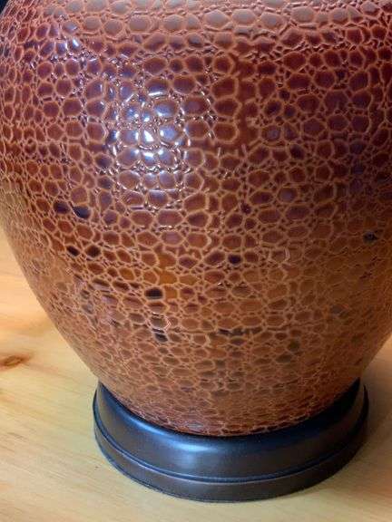 Table Lamp with Textured Base and Fabric Shade, 28” Tall