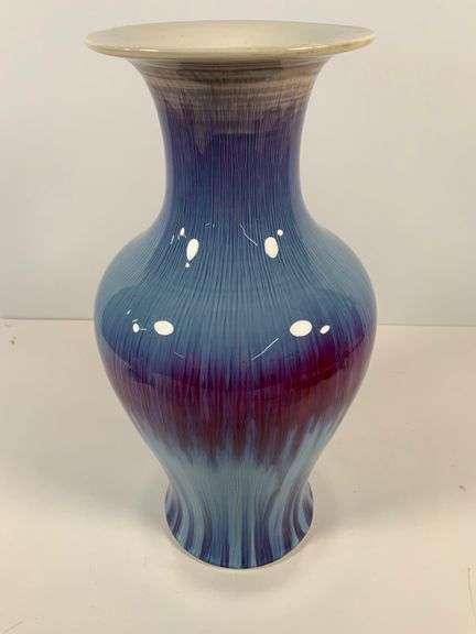 Chinese-Style Porcelain Vase with Blue and Purple Glaze
