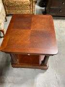 Drexel Heritage Wooden Side Table with Drawers and Shelf