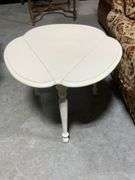 White Folding Drop-Leaf Table with Turned Legs
