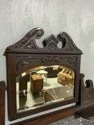 Two-Piece Wood Sideboard with Marble Top and Mirrored Back, 42″W x 18″D x 68″H