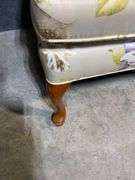 Floral Upholstered Wingback Chair With Curved Wood Cabriole Legs