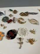 Collection of Assorted Costume Jewelry Pins, Brooches and Hair Clips
