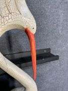 58-inch Carved Wooden Crane Sculpture with Painted Details
