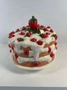 12-Inch Strawberry Design Ceramic Cake Plate with Lid