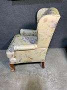 Wingback Armchair with Floral Upholstery and Cabriole Legs