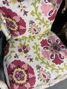 Pair of Wood and Cane Armchairs With Floral Upholstery