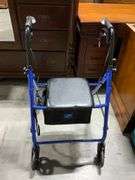 Medline Folding Walker with Seat and Storage Pouch