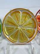Set of 12 Glass Fruit Slice Plates, 6-Inch, with Four Unique Designs